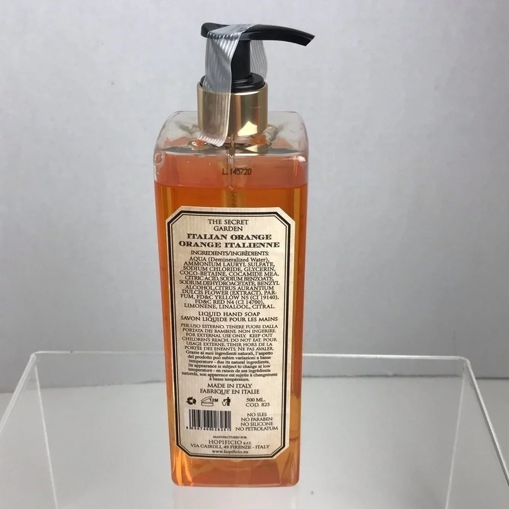 NEW - HOPIFICIO Firenze The Secret Garden Italian Orange Finest Liquid Soap